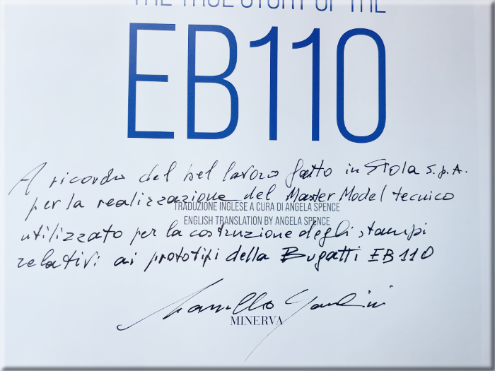 Drubiaglio 10 January 2024: In memory of the good work done in STOLA S.p.A. for the creation of the Technical Master Model used for the construction of the relevant molds for the prototypes of the Bugatti EB 110