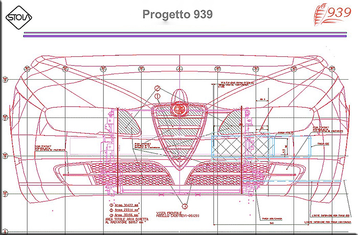 Estate/autunno 2001. Il piano di forma dell' Alfa Romeo Tipo 939 il cui design è del Centro Stile di Arese.