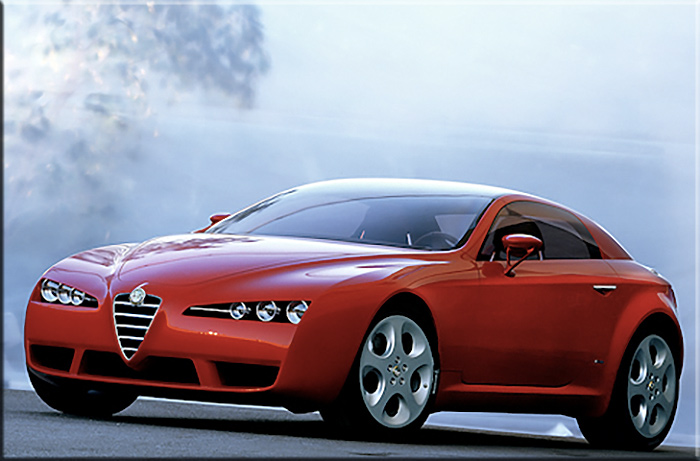 Fine febbraio 2002. La foto ufficiale dell'Alfa Romeo Brera Concept pochi giorni prima di essere presentata nello stand dell'Italdesign al salone di Ginevra.