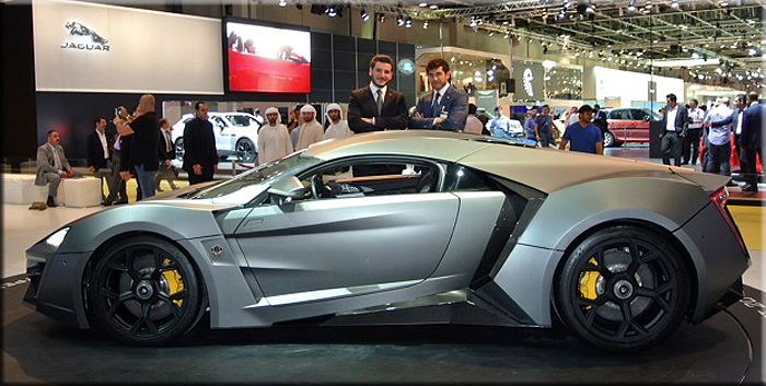 Dubai November 5th, 2013, Ralph Debbas and Sari El-Khalil of W Motors at the world premiere of their pre-production running prototype Lykan Hypersport 2014, at the Dubai International Motor Show .